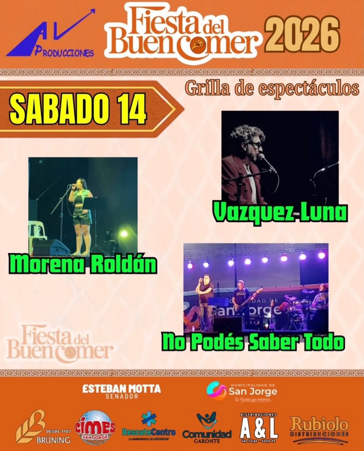 fiesta del buen comer grilla sábado 2026