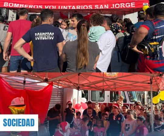 PAPÁ NOEL PASÓ POR EL CUARTEL DE BOMBEROS VOLUNTARIOS DE SAN JORGE 