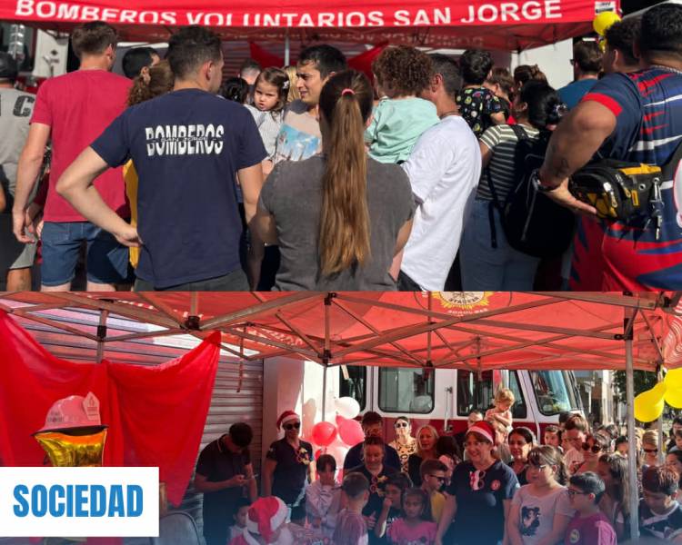 PAPÁ NOEL PASÓ POR EL CUARTEL DE BOMBEROS VOLUNTARIOS DE SAN JORGE 